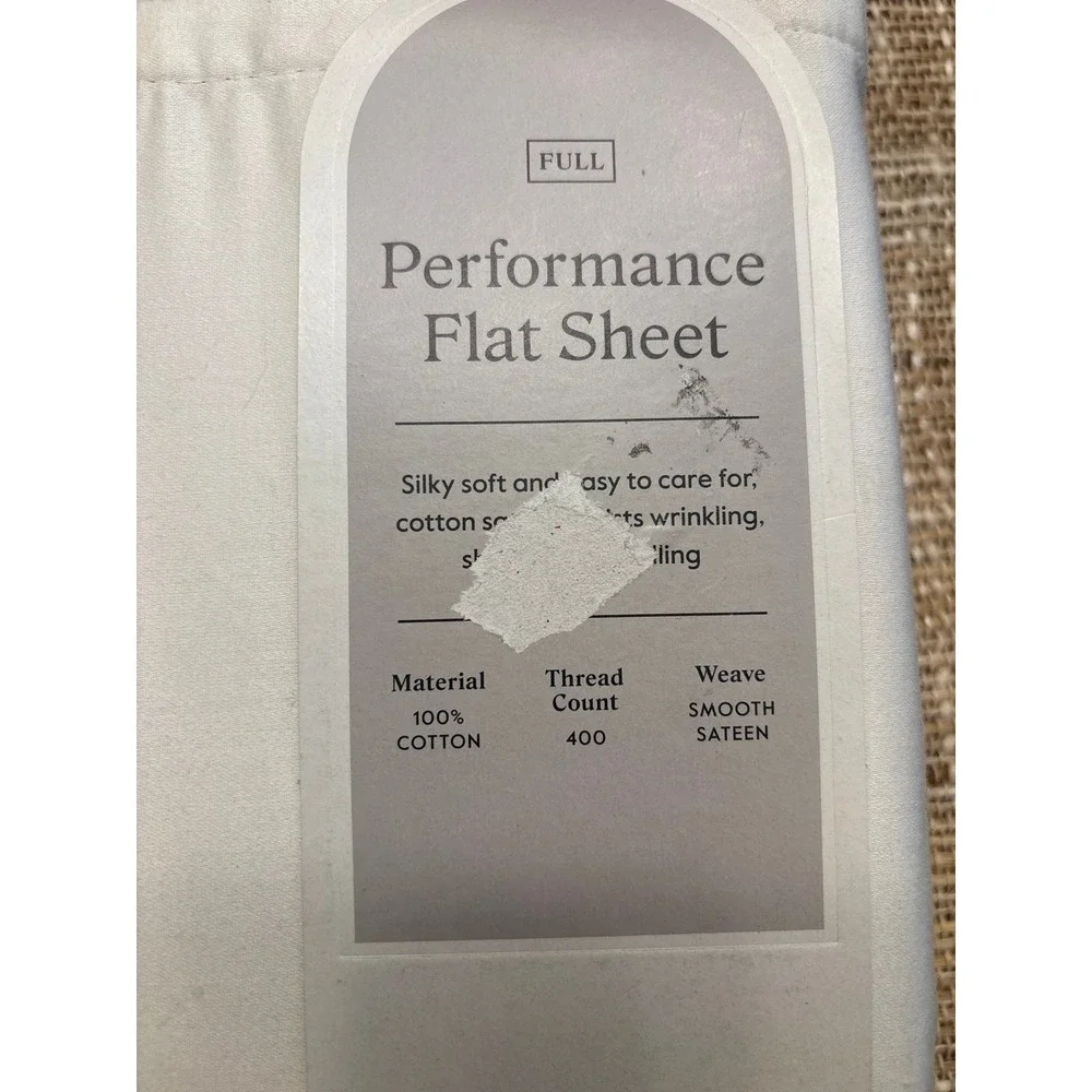 NWT • Threshold Performance Flat Size FULL Sheet • 100% Cotton • Sour Cream‎